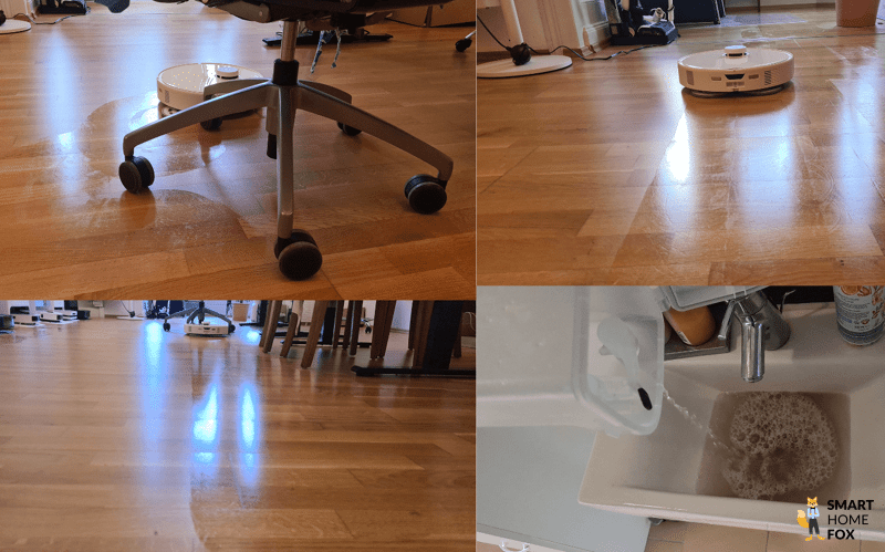 Roborock P20 Pro (Qrevo Curv) моет твердый пол.